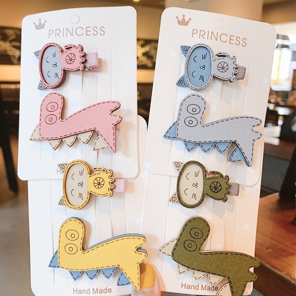 A Pair of Cute cat & Dinosaur hair clip